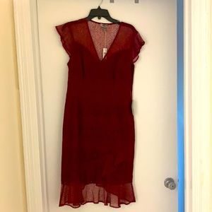 Just below the knee Maroon dress